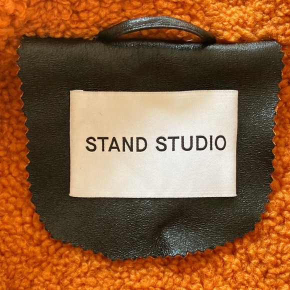 Stand Studio Lilli Black Leather Jacket Faux Fir Lining & Trim 40 M L XL - Picture 6 of 8